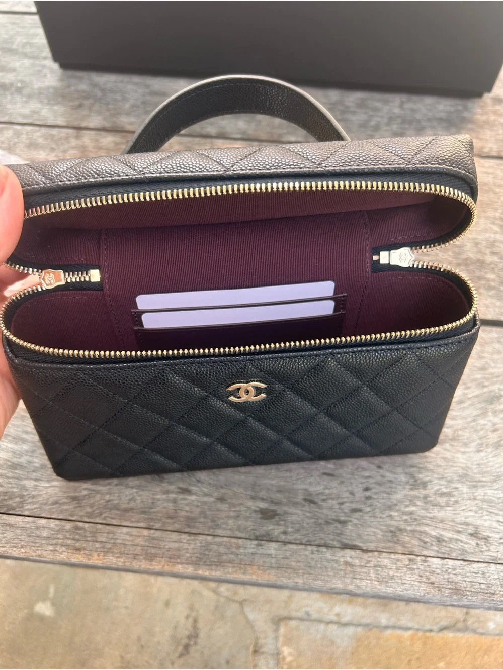 Chanel Black Quilted Slim Vanity Crossbody with Gold Chain